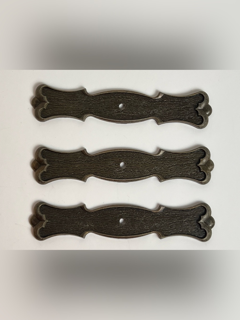 Lot of 3 VTG Knob Back Plates Hardware Brass Center Holes USA 5”